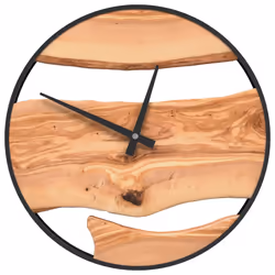 vidaXL Orologio a Parete Marrone Ø35 cm in Ferro e Legno di Ulivo - Vista aggiuntiva 2
