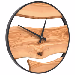 vidaXL Orologio a Parete Marrone Ø35 cm in Ferro e Legno di Ulivo - Vista aggiuntiva 3