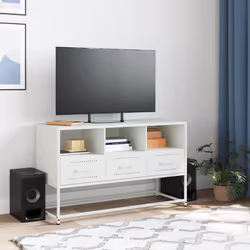 vidaXL Mobile TV Bianco 100,5x39x60,5 cm in Acciaio - Vista aggiuntiva 3