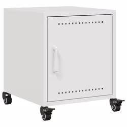 vidaXL Comodino Bianco 36x39x43,5 cm in Acciaio - Vista aggiuntiva 2