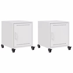 vidaXL Comodini 2 pz Bianchi 36x39x43,5 cm in Acciaio - Vista aggiuntiva 2