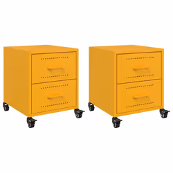 vidaXL Comodini 2 pz Giallo Senape 36x39x43,5 cm in Acciaio - Vista aggiuntiva 2