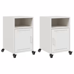 vidaXL Comodini 2 pz Bianchi 36x39x59 cm in Acciaio - Vista aggiuntiva 2