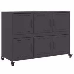 vidaXL Credenza Nera 100,5x39x72 cm in Acciaio Laminato a Freddo - Vista aggiuntiva 2