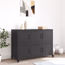vidaXL Credenza Nera 100,5x39x72 cm in Acciaio Laminato a Freddo - Vista aggiuntiva 3