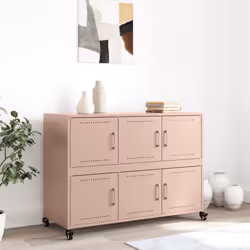 vidaXL Credenza Rosa 100,5x39x72 cm in Acciaio Laminato a Freddo - Vista aggiuntiva 3
