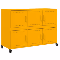 vidaXL Credenza Giallo Senape 100,5x39x72 cm Acciaio Laminato a Freddo - Vista aggiuntiva 2