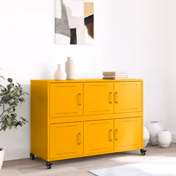 vidaXL Credenza Giallo Senape 100,5x39x72 cm Acciaio Laminato a Freddo - Vista aggiuntiva 3