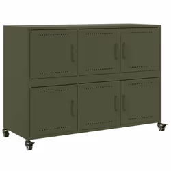 vidaXL Credenza Verde Oliva 100,5x39x72 cm in Acciaio - Vista aggiuntiva 2