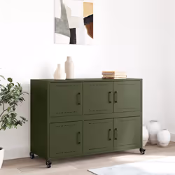vidaXL Credenza Verde Oliva 100,5x39x72 cm in Acciaio - Vista aggiuntiva 3