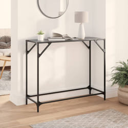 Tavolino Consolle con Piano in Vetro Nero 98x35x81cm in Acciaio Vidaxl 555349