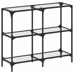 vidaXL Tavolino Consolle Piano Vetro Trasparente 98x30x81cm in Acciaio - Vista aggiuntiva 2