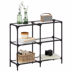 vidaXL Tavolino Consolle Piano Vetro Trasparente 98x30x81cm in Acciaio - Vista aggiuntiva 3