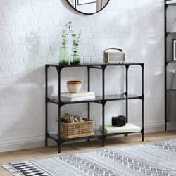 vidaXL Tavolino Consolle con Piano in Vetro Nero 98x30x81cm in Acciaio