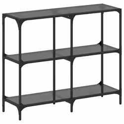 vidaXL Tavolino Consolle con Piano in Vetro Nero 98x30x81cm in Acciaio - Vista aggiuntiva 2