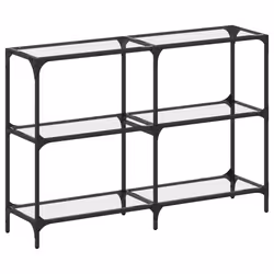 vidaXL Tavolino Consolle Piano Vetro Trasparente 118,5x30x81cm Acciaio - Vista aggiuntiva 2