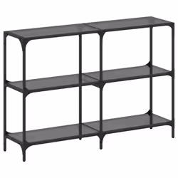 vidaXL Tavolino Consolle con Piano in Vetro Nero 118,5x30x81cm Acciaio - Vista aggiuntiva 2