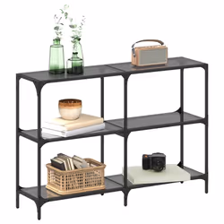vidaXL Tavolino Consolle con Piano in Vetro Nero 118,5x30x81cm Acciaio - Vista aggiuntiva 3