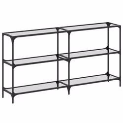 vidaXL Tavolino Consolle Piano Vetro Trasparente 158,5x30x81cm Acciaio - Vista aggiuntiva 2