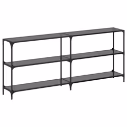 vidaXL Tavolino Consolle con Piano in Vetro Nero 194,5x30x81cm Acciaio - Vista aggiuntiva 2