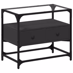 vidaXL Mobile TV con Piano in Vetro Nero 60x35x51 cm Legno Multistrato - Vista aggiuntiva 2