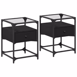 vidaXL Comodini 2 pz Neri 40x40x55 cm in Legno Multistrato - Vista aggiuntiva 2