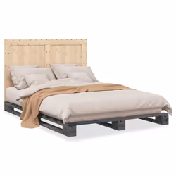 vidaXL Giroletto con Testiera Grigio 140x200 cm Legno Massello di Pino - Vista aggiuntiva 2