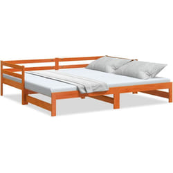 Divano con Letto Estraibile Marrone Cera 90x200cm Massello Pino Vidaxl 522319