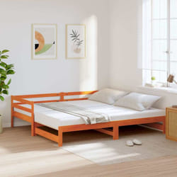 Divano con Letto Estraibile Marrone Cera 80x200cm Massello Pino Vidaxl 457590