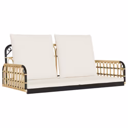 vidaXL Panchina a Dondolo con Cuscini 105x58x38cm Polyrattan e Acciaio - Vista aggiuntiva 2
