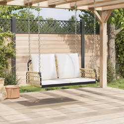 vidaXL Panchina a Dondolo con Cuscini 105x58x38cm Polyrattan e Acciaio - Vista aggiuntiva 3