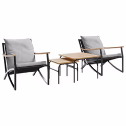 vidaXL Set Mobili da Balcone 4 pz con Cuscini Nero in Acciaio - Vista aggiuntiva 2