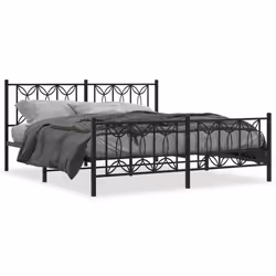 vidaXL Giroletto con Testiera e Pediera Metallo Nero 183x213 cm - Vista aggiuntiva 2