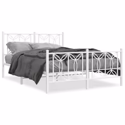 vidaXL Giroletto con Testiera e Pediera Metallo Bianco 135x190 cm - Vista aggiuntiva 2