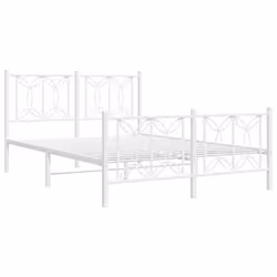 vidaXL Giroletto con Testiera e Pediera Metallo Bianco 135x190 cm - Vista aggiuntiva 3