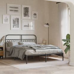 vidaXL Giroletto con Testiera in Metallo Nero 150x200 cm
