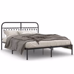 vidaXL Giroletto con Testiera in Metallo Nero 150x200 cm - Vista aggiuntiva 2