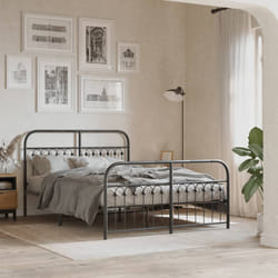 vidaXL Giroletto con Testiera e Pediera Metallo Nero 137x190 cm