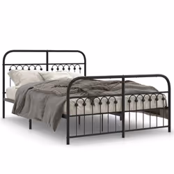 vidaXL Giroletto con Testiera e Pediera Metallo Nero 137x190 cm - Vista aggiuntiva 2