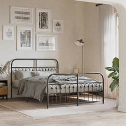 vidaXL Giroletto con Testiera e Pediera Metallo Nero 140x190 cm