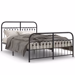 vidaXL Giroletto con Testiera e Pediera Metallo Nero 140x190 cm - Vista aggiuntiva 2