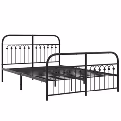 vidaXL Giroletto con Testiera e Pediera Metallo Nero 140x190 cm - Vista aggiuntiva 3