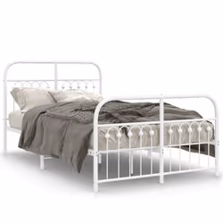vidaXL Giroletto con Testiera e Pediera Metallo Bianco 120x190 cm - Vista aggiuntiva 2