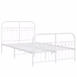 vidaXL Giroletto con Testiera e Pediera Metallo Bianco 120x190 cm - Vista aggiuntiva 3