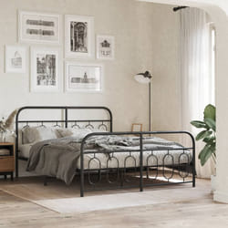 vidaXL Giroletto con Testiera e Pediera Metallo Nero 135x190 cm