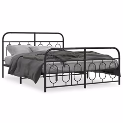 vidaXL Giroletto con Testiera e Pediera Metallo Nero 135x190 cm - Vista aggiuntiva 2