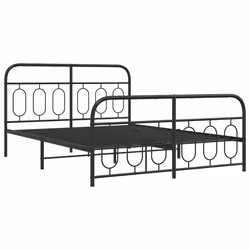 vidaXL Giroletto con Testiera e Pediera Metallo Nero 135x190 cm - Vista aggiuntiva 3