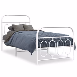 vidaXL Giroletto con Testiera e Pediera Metallo Bianco 90x190 cm - Vista aggiuntiva 2