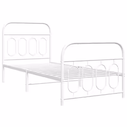 vidaXL Giroletto con Testiera e Pediera Metallo Bianco 90x190 cm - Vista aggiuntiva 3