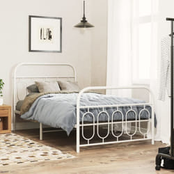 Giroletto con Testiera e Pediera Metallo Bianco 100x190 cm Vidaxl 975742